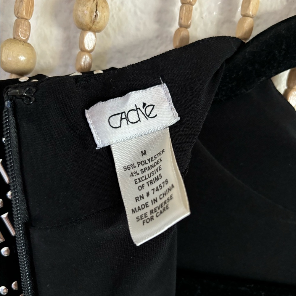 Cache Black Long Sleeve Silver Stud Embellished B… - image 5